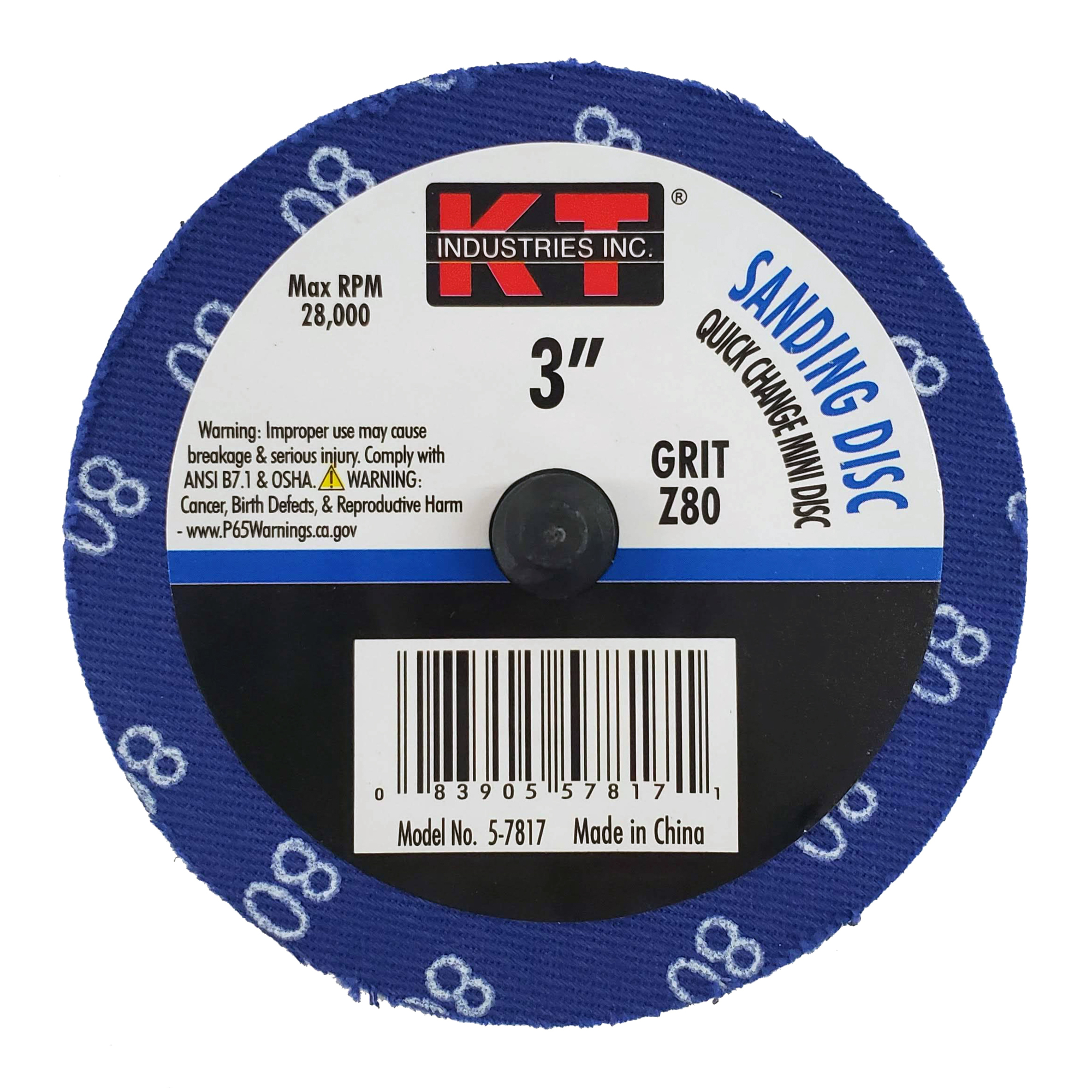 K-T Industries Mini Sanding Discs — 3in. x 80 Grit, Quick Change, 5 Pcs, Model# 5-7817